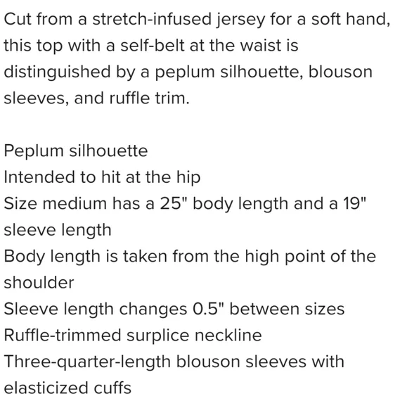 NWT Women's Lauren Ralph Lauren Belted Jersey Peplum Top - Picture 5 of 6